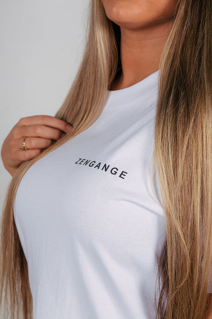 Zengange Premium – White colored T-shirt with orange details.